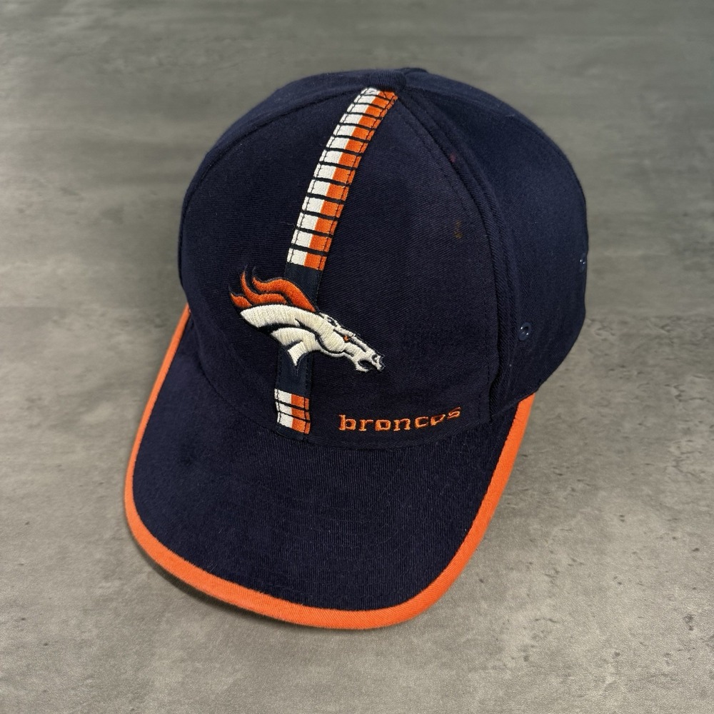 Vintage Logo Athletic Denver Broncos Hat Strapback Strap Navy Orange White 90s